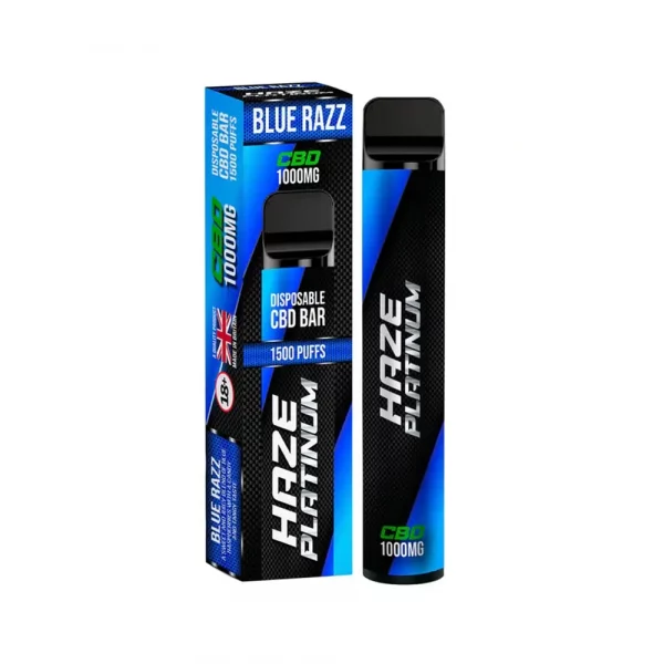 HAZE PLATINUM Blue Razz CBD Disposable Vape Pen 1000mg (1500 Puffs)