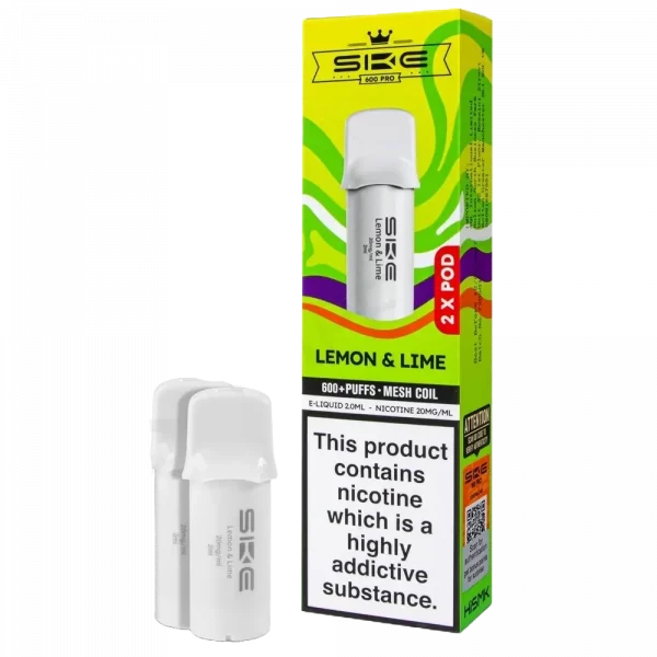 SKE CRYSTAL 600 – Lemon & Lime Prefilled Pro Pod 2 Pack (2ml Each)